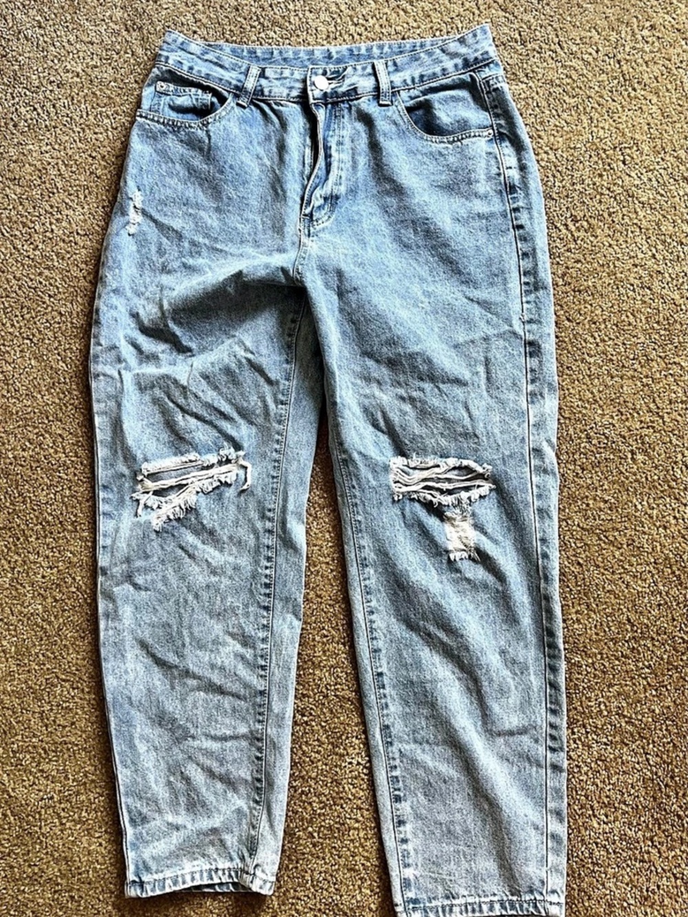 Ripped Straight Leg Jeans